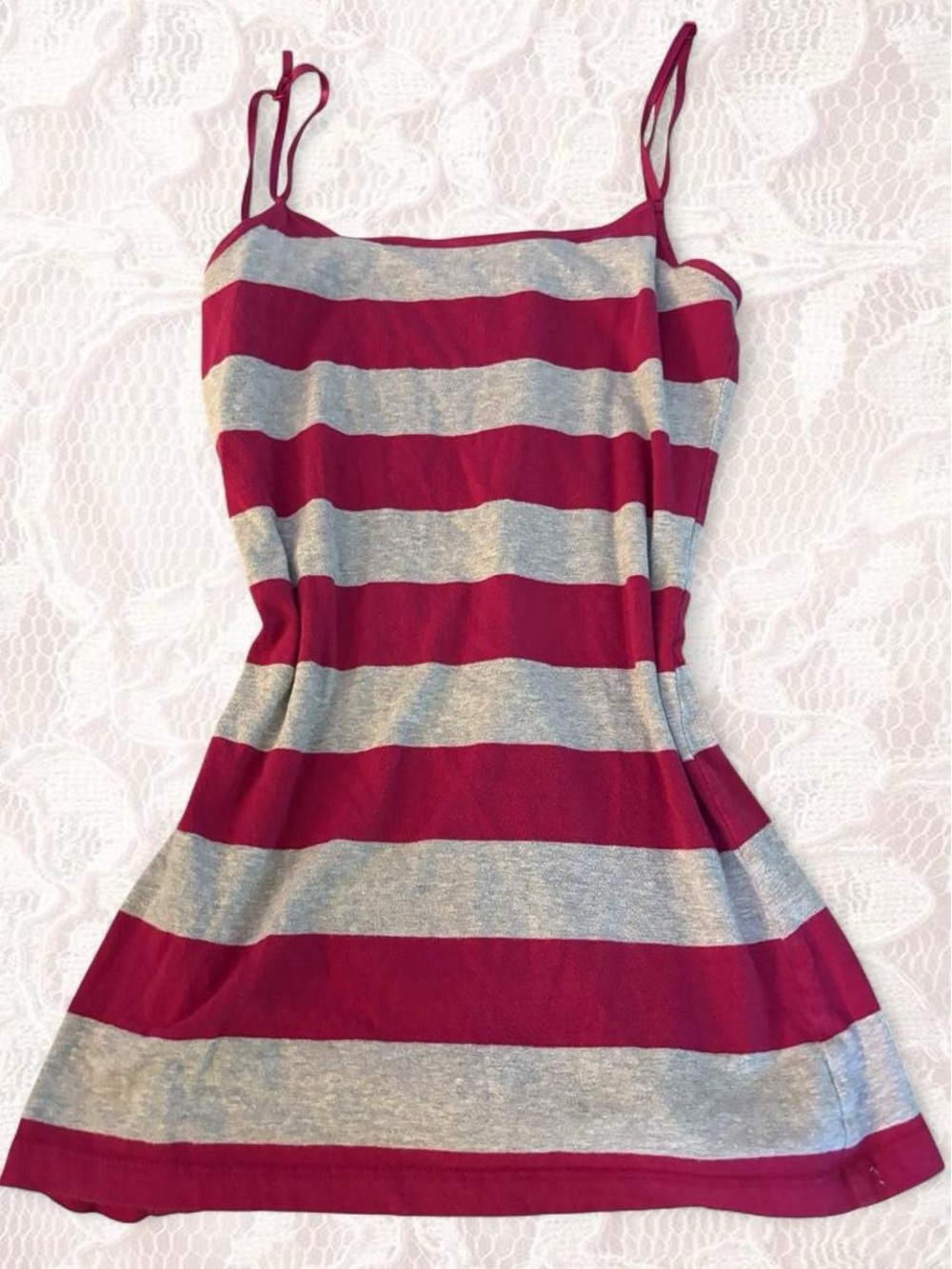 Zenana Outfitters pink and Heather Gray Striped Tank Dress